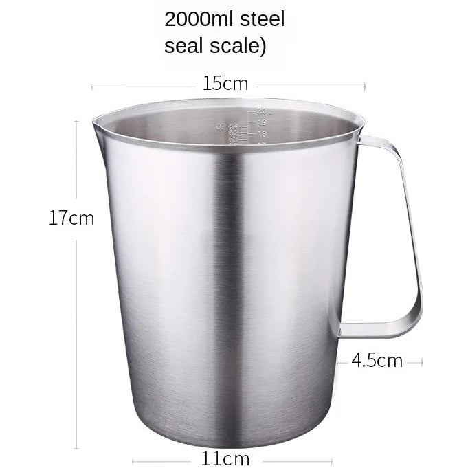 Thickened 304 Stainless Steel Measuring Cup With Scale 2000ML 1000ML 500ML Large Capacity Kitchen Practical Measuring Cup